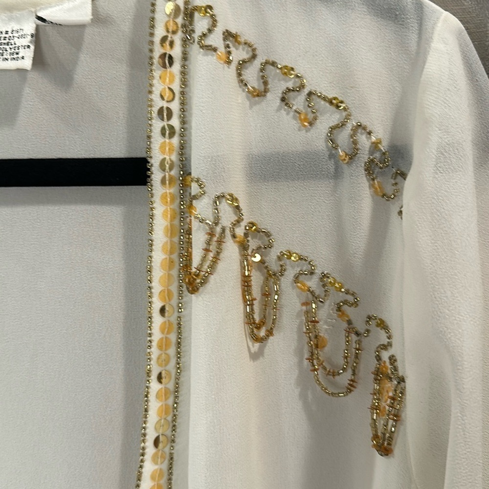 Stunning one size kimono with gold beading and sequins Made in India - Picture 2 of 11